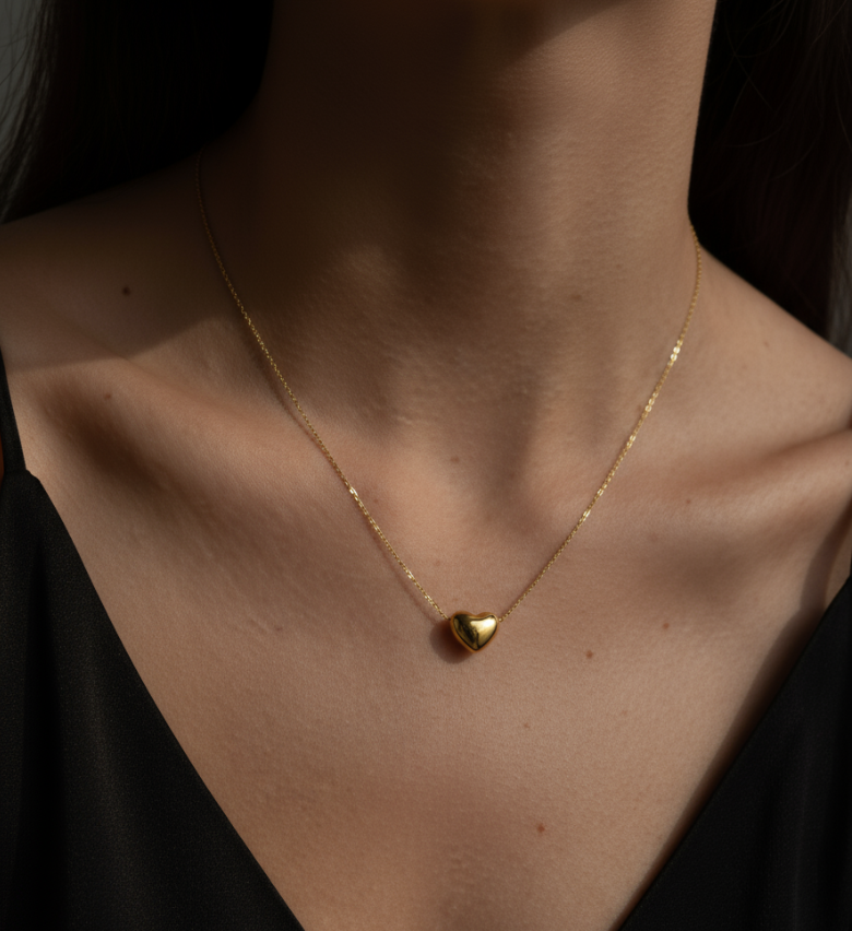 Dainty Heart Necklace 18k Gold Plated Waterproof Valentine's
