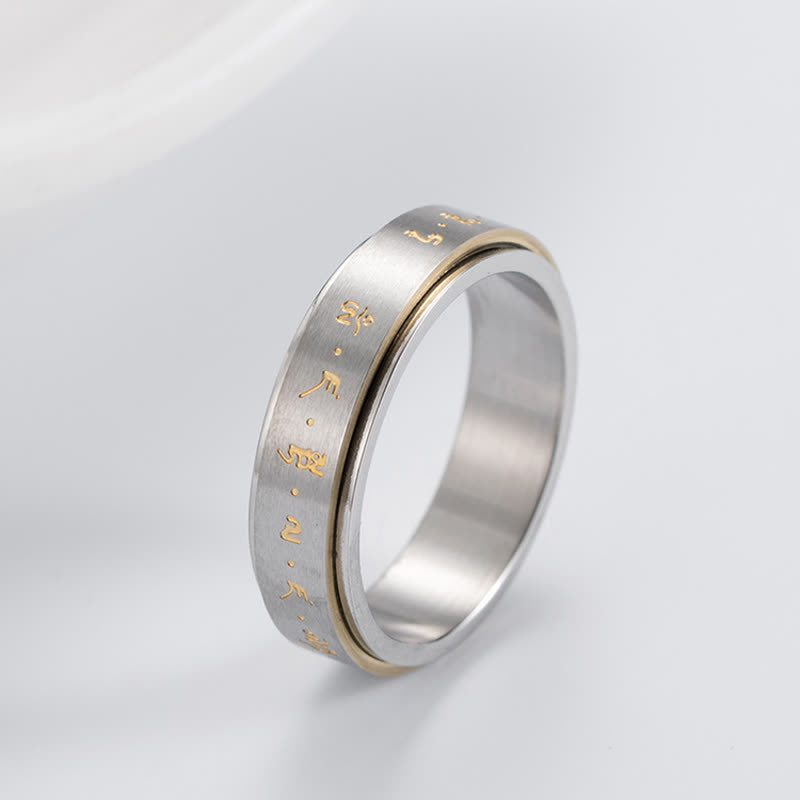 Fortune Jewel Mantra Titanium Steel Balance Rotatable Ring