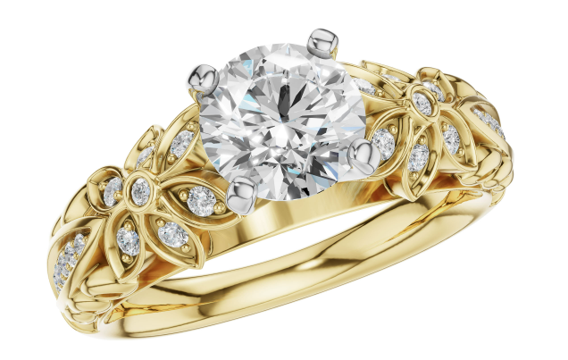 14KY Vintage Inspired Diamond Semi-Mount Engagement Ring