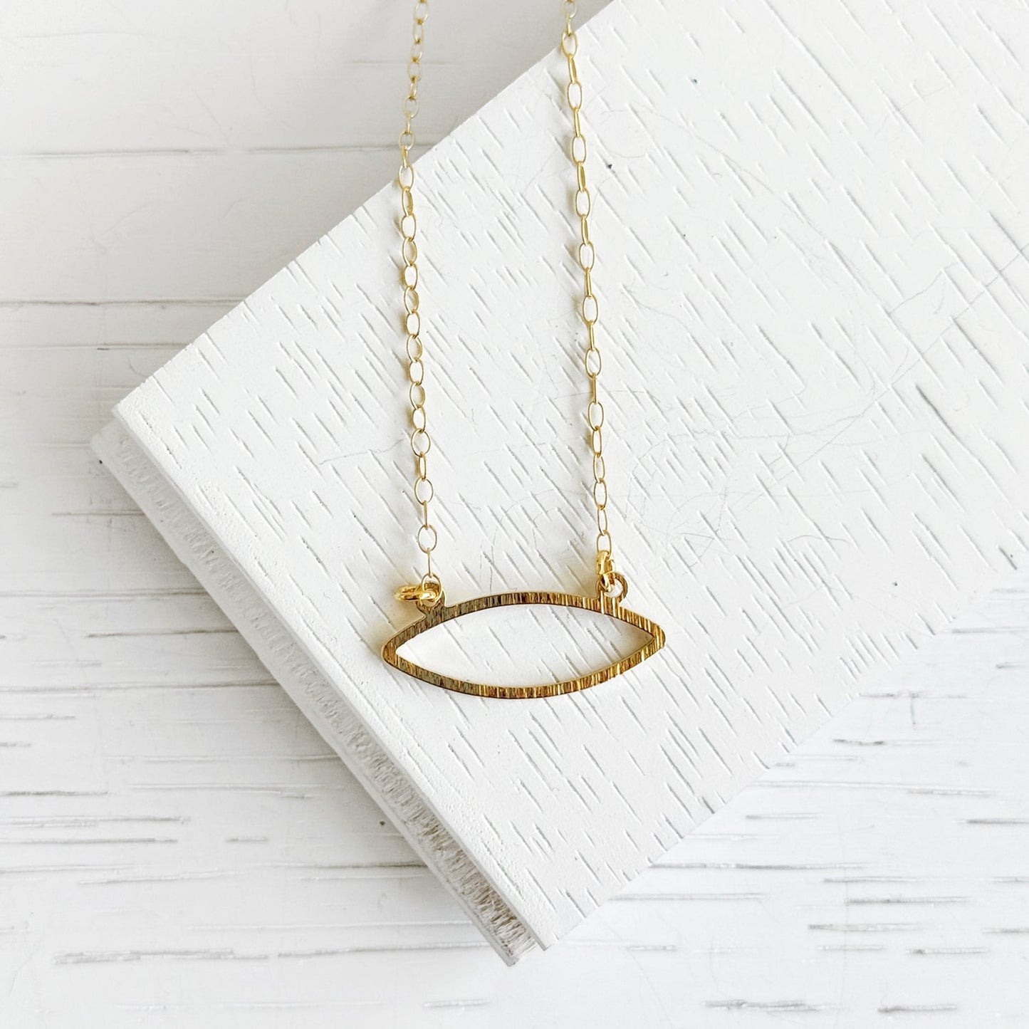Marquise Charm Necklace in 14k Gold Filled Chain