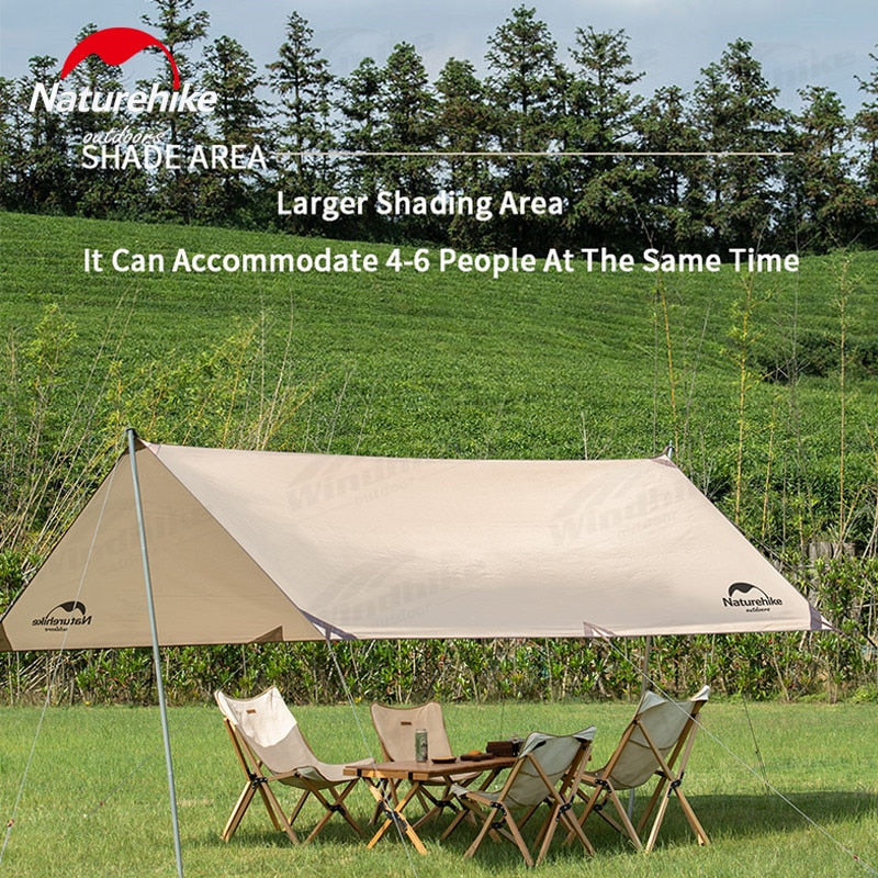 Naturehike GIRDER Series Sun Shelter Awning Canopy Tarp Tent in Classic Silver Coated & Double Sided Black Vinyl Glue + Silver Coating UV Sun Shade Tarp
