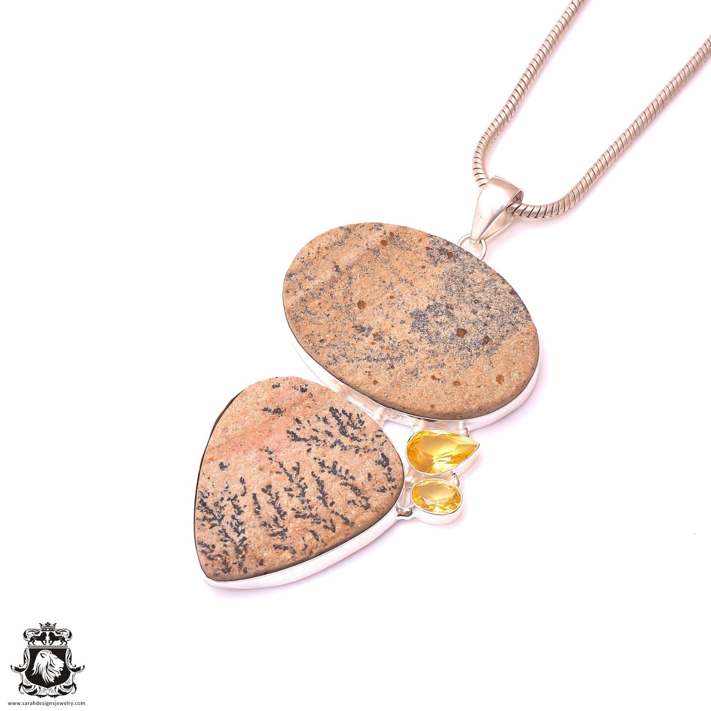 Psilomelane Dendrite Fern Fossil Pendant & 3MM Italian Chain P9871