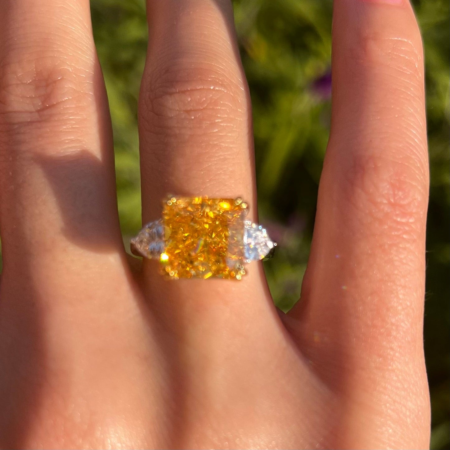 Radiant Cut Double Prong Engagement Ring in Sterling Silver