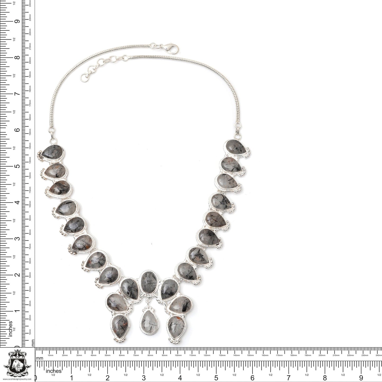 Tourmalated Tourmalinated Quartz Squash Blossom Statement Necklace BN3