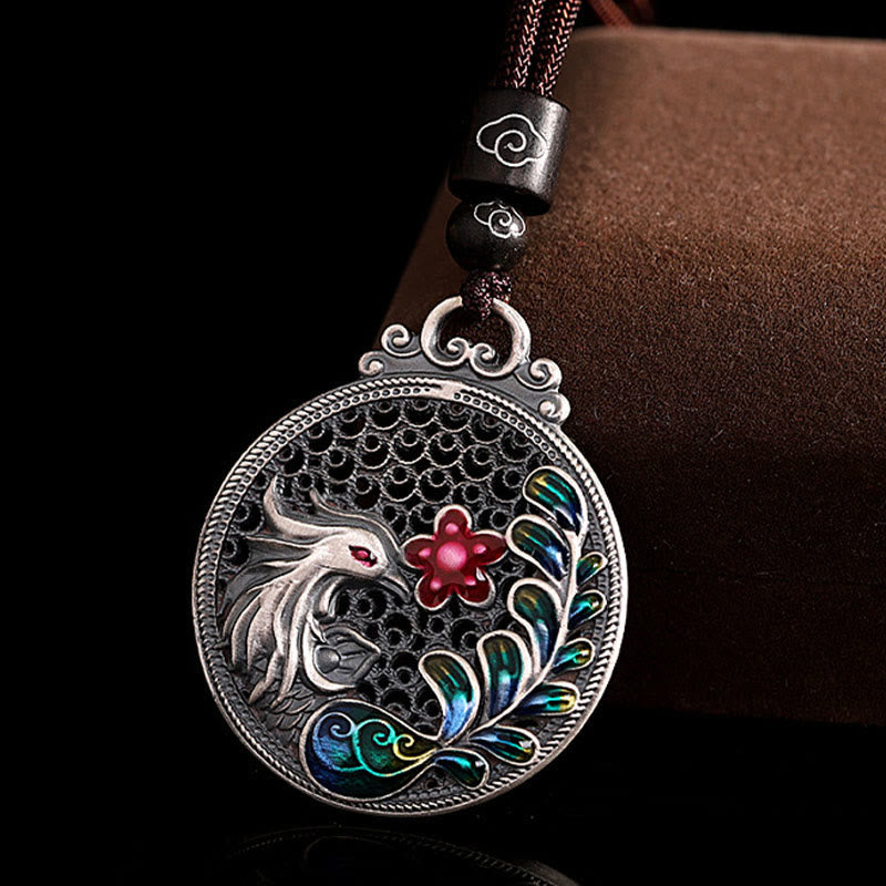 Fortune Jewel 990 Sterling Silver Phoenix Luck Protection Necklace Pendant