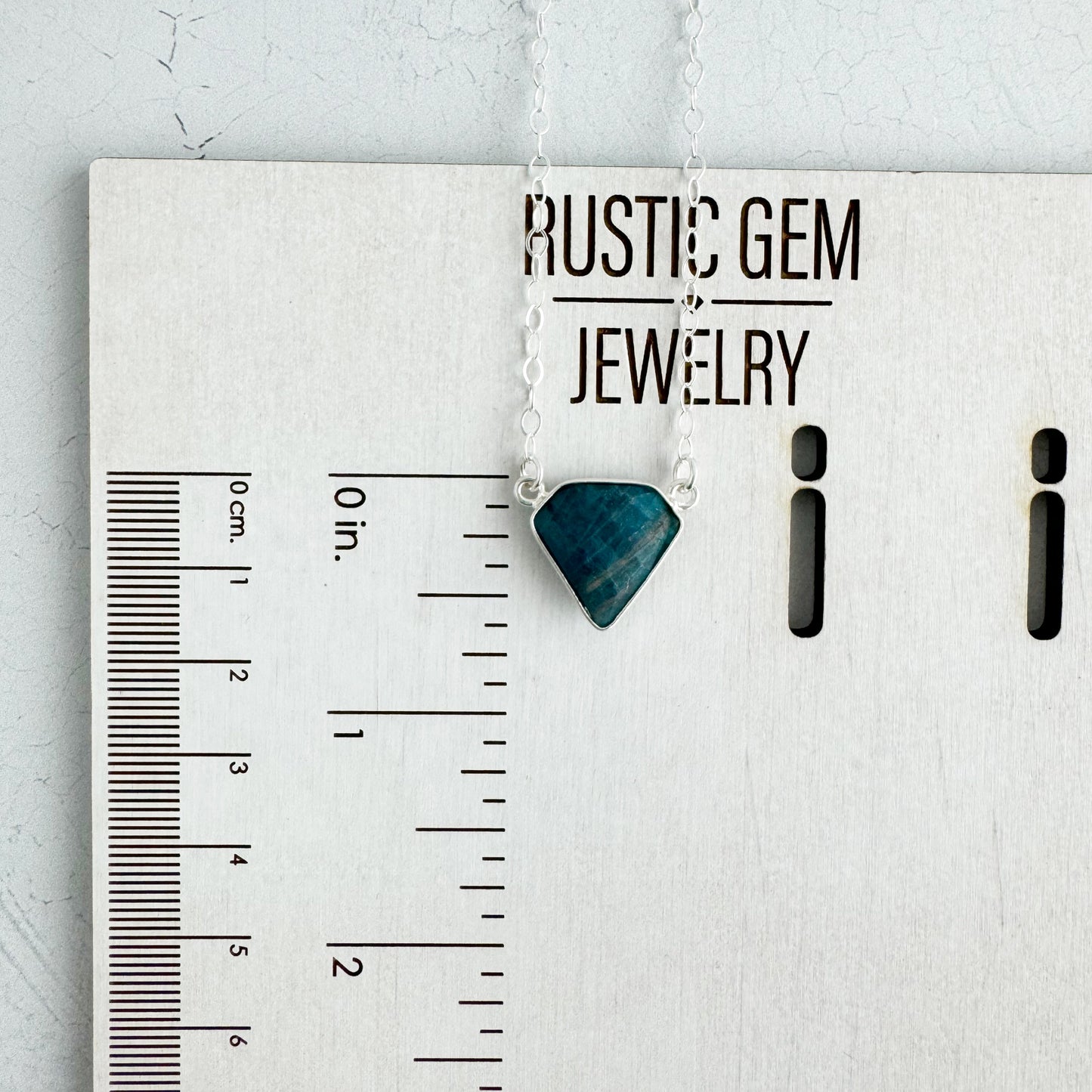 Dainty Triangle Bezel Necklace - Apatite