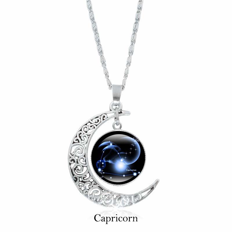 Fortune Jewel 12 Constellations of the Zodiac Moon Protection Necklace Chain Pendant