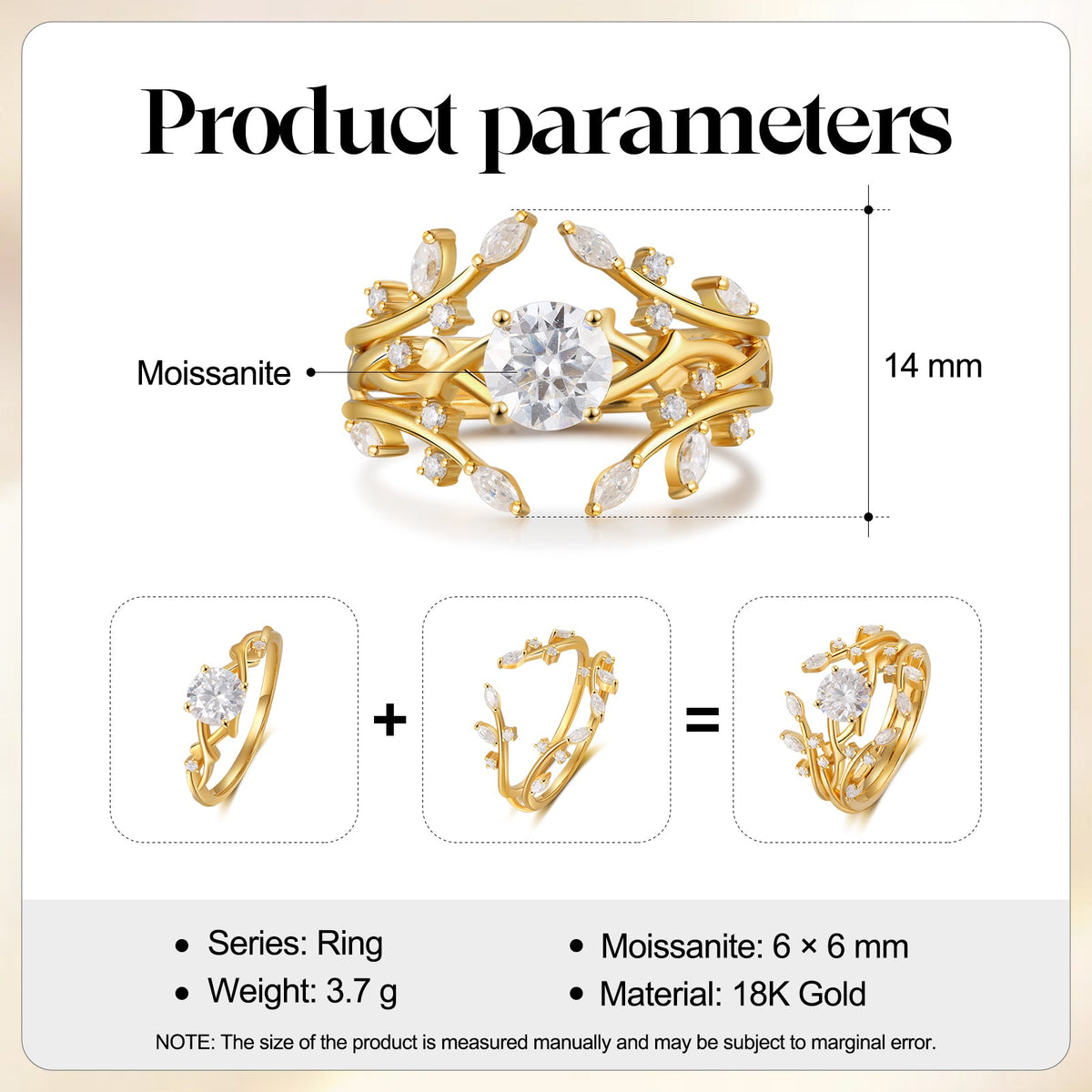 K Gold Natural Moissanite Ring