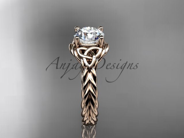1 Carat Round Lab Grown Diamond Celtic Engagement Ring Rope Triquetra Braided Wedding Ring