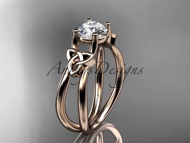 Celtic Diamond Engagement Ring 1 Carat Round Cut D VS1 Engagement Ring Minimalist Ring