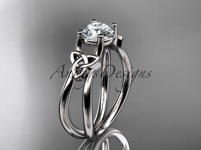Celtic Diamond Engagement Ring 1 Carat Round Cut D VS1 Engagement Ring Minimalist Ring