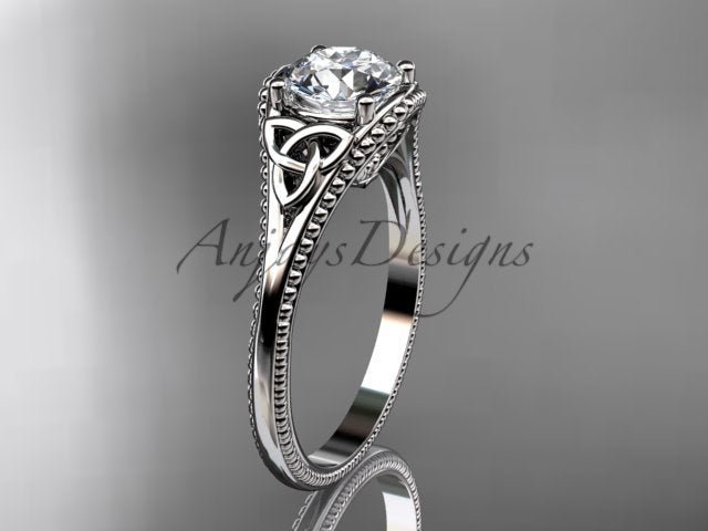 Celtic Diamond Engagement Ring 1 Carat Round Lab Grown Diamond Trinity Knot Ring Unique Solitaire Ring
