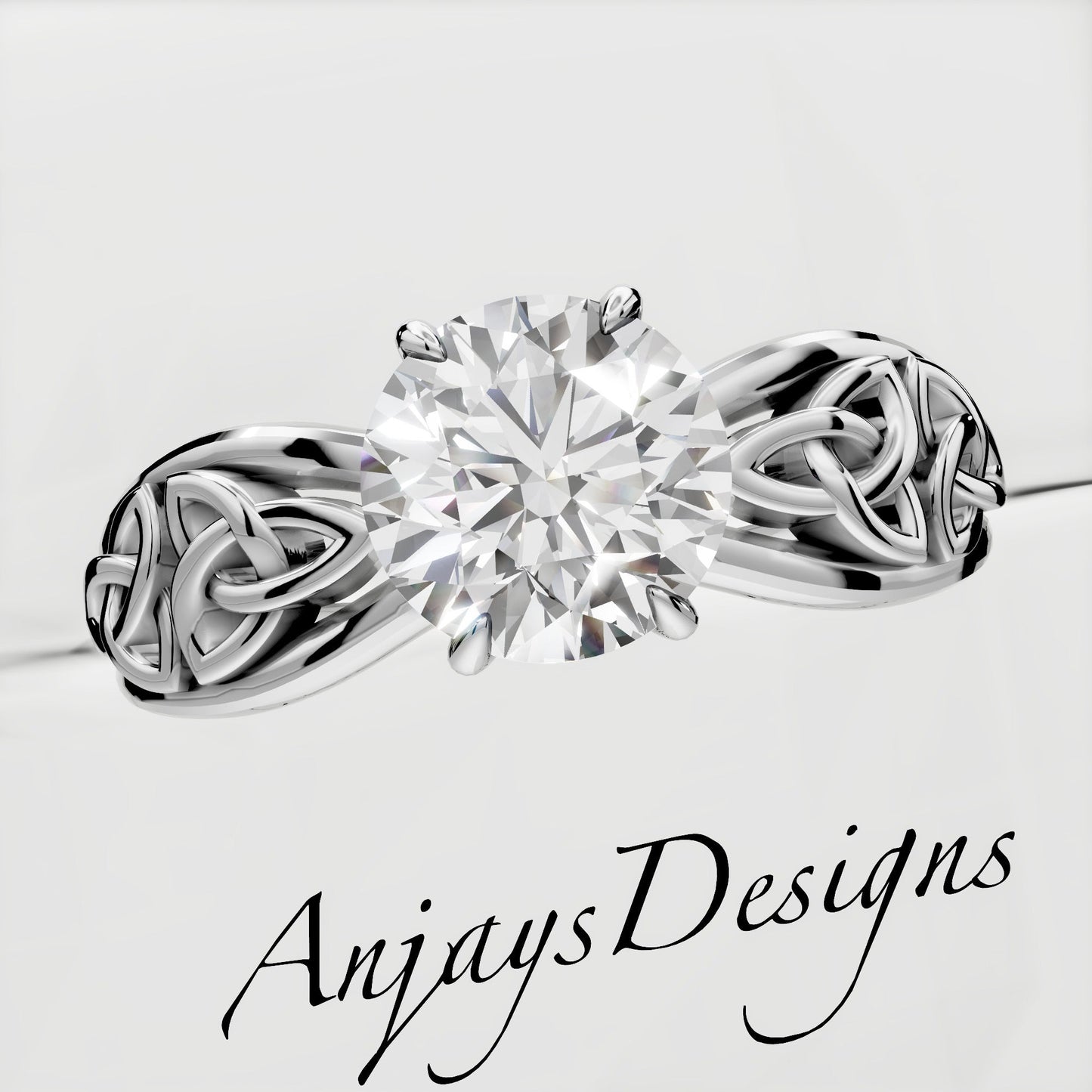 Celtic Diamond Engagement Ring 1 Carat Round Lab Grown Diamond