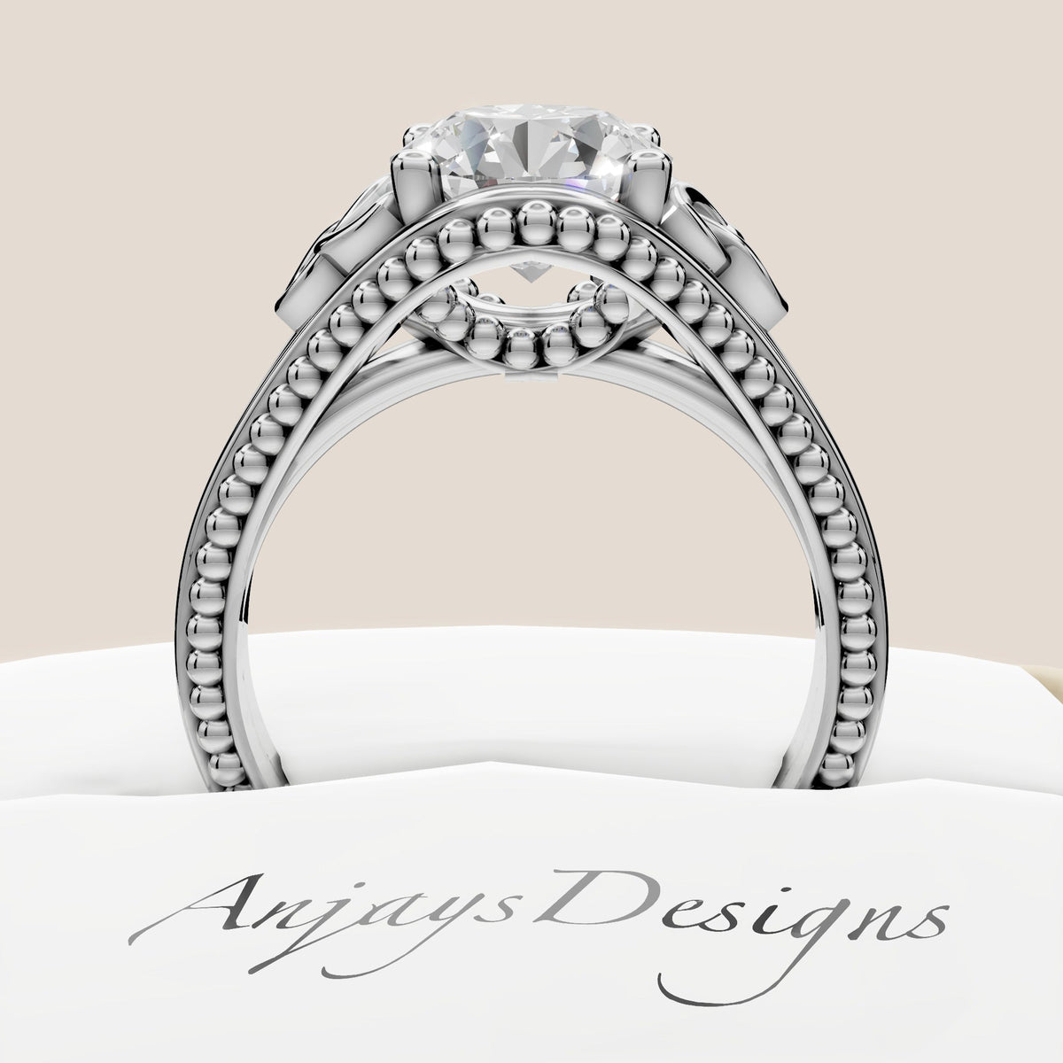 Celtic Diamond Engagement Ring Solitaire Wedding Ring 2 Carat Round Lab Grown Diamond