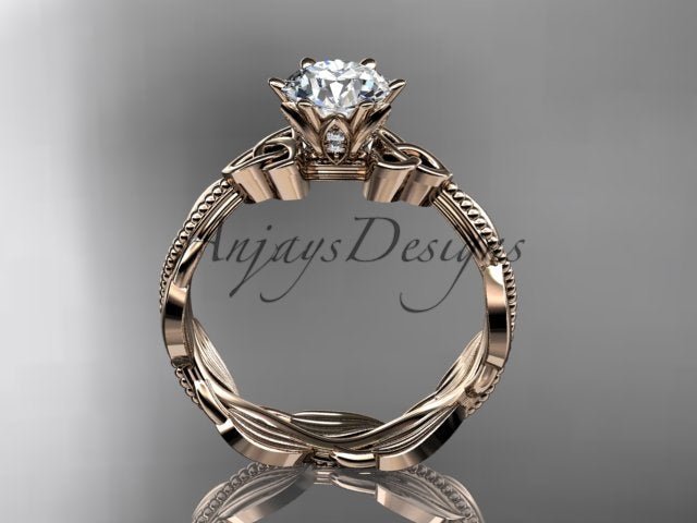 Diamond Celtic Engagement Ring Lab Grown Diamond Nature Inspired Wedding Ring