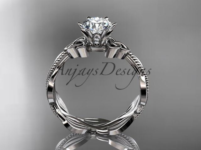 Diamond Celtic Engagement Ring Lab Grown Diamond Nature Inspired Wedding Ring