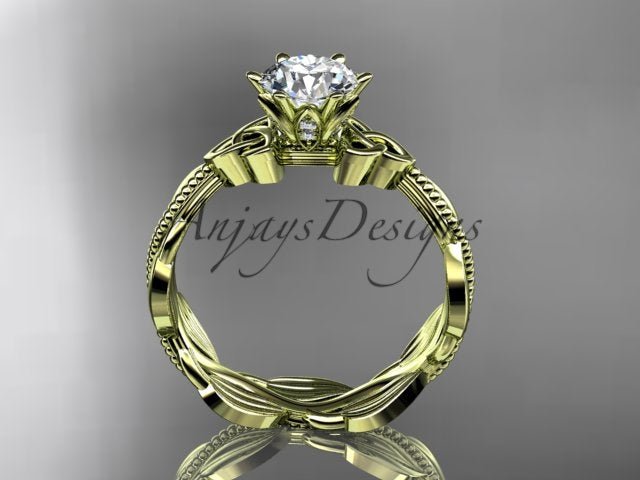 Diamond Celtic Engagement Ring Lab Grown Diamond Nature Inspired Wedding Ring