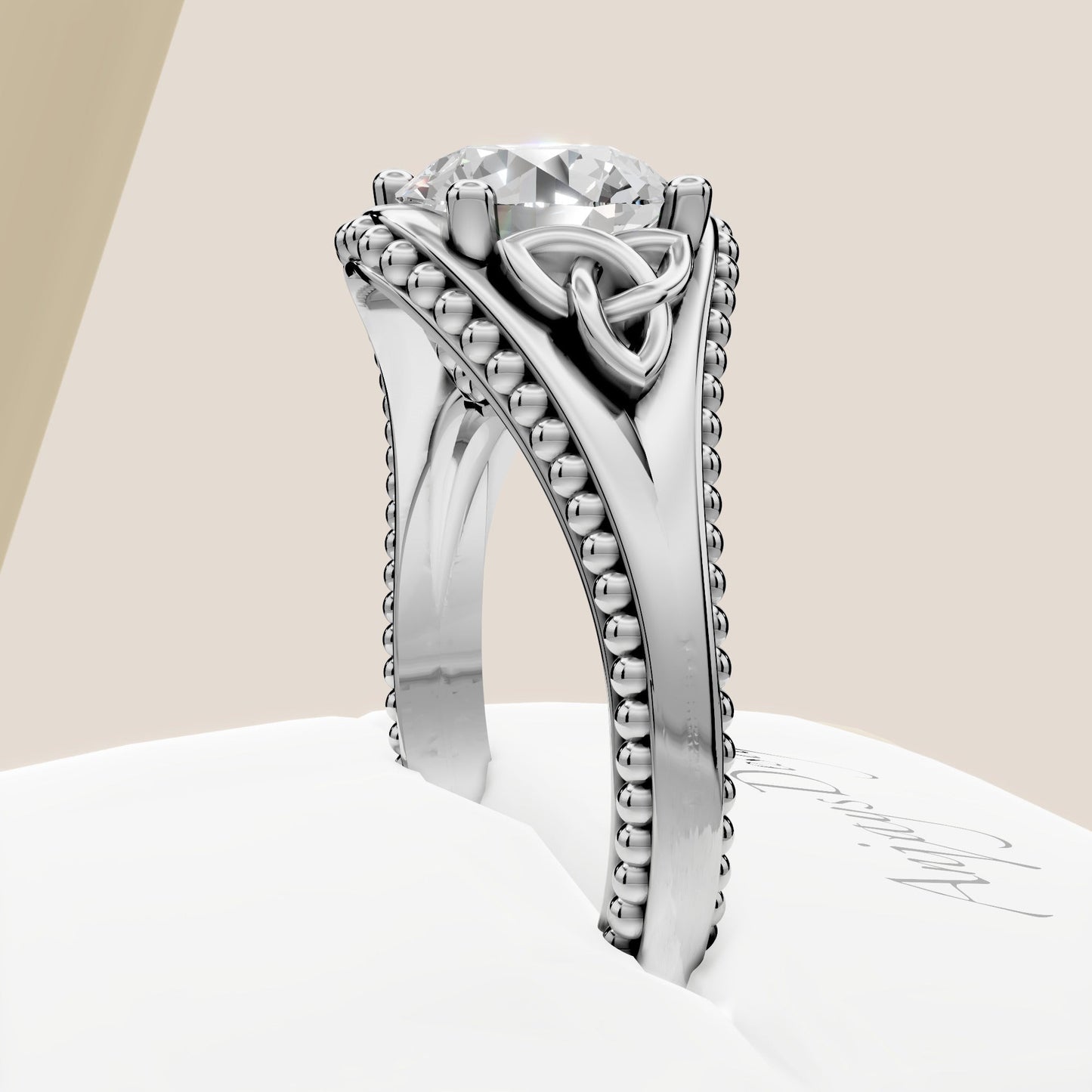 Celtic Diamond Engagement Ring Solitaire Wedding Ring 2 Carat Round Lab Grown Diamond