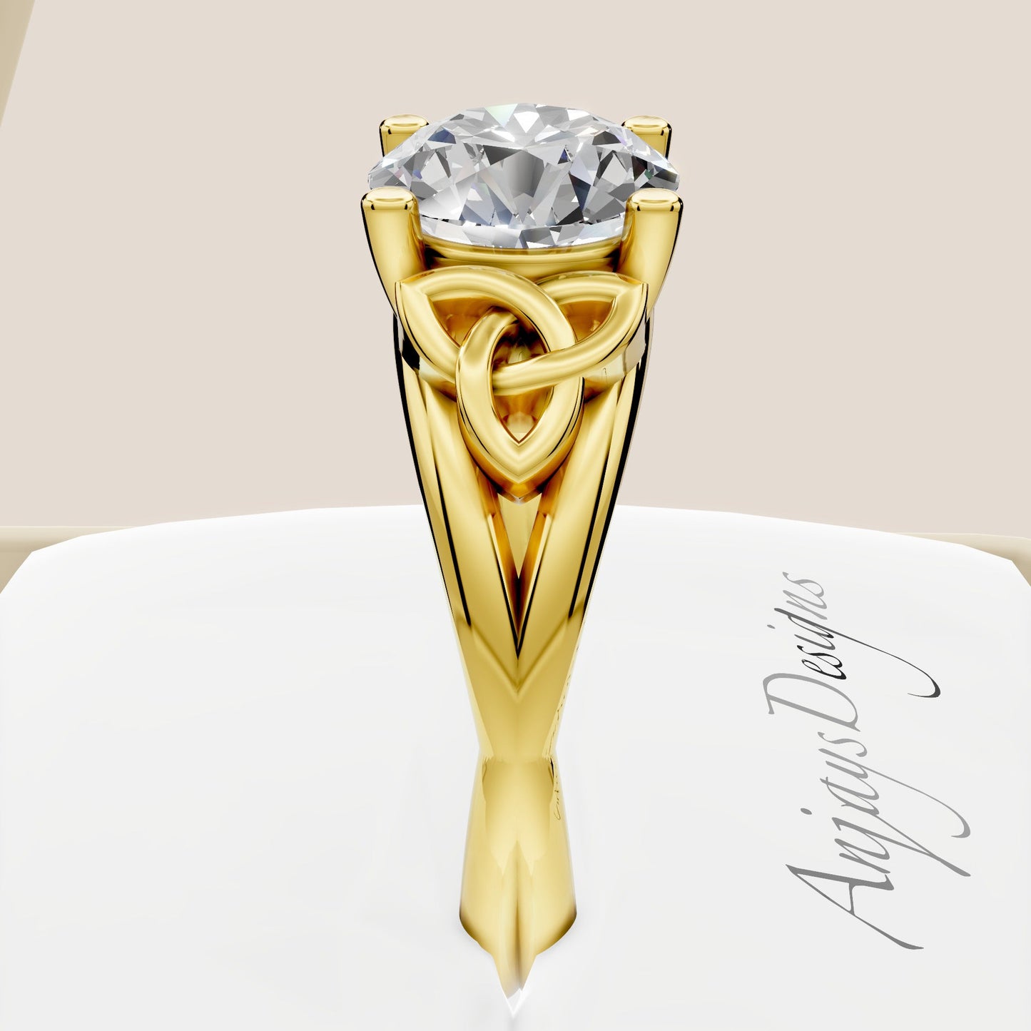 Celtic Engagement Ring 2 Carat Round Diamond IGI Certified Lab Grown Diamond Trinity Knot Wedding Ring