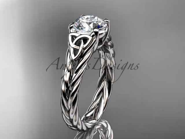 Celtic Engagement Ring 1.5 Carat Round Diamond Lab Created Twisted Rope Diamond Ring