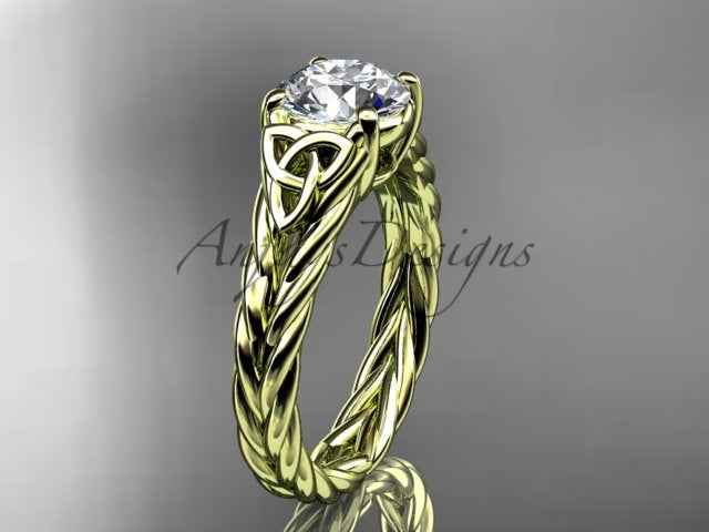 Celtic Engagement Ring 1.5 Carat Round Diamond Lab Created Twisted Rope Diamond Ring
