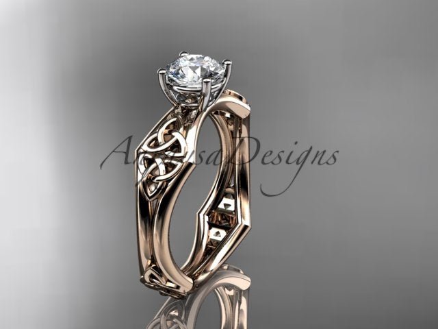 Celtic Engagement Ring 1 Carat Round Brilliant Lab Grown Diamond Trinity Knot Wedding Ring Triquetra Diamond Ring