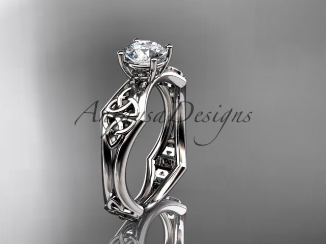Celtic Engagement Ring 1 Carat Round Brilliant Lab Grown Diamond Trinity Knot Wedding Ring Triquetra Diamond Ring