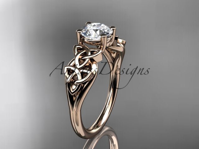 Celtic Engagement Ring 1 Carat Round D VS1 Lab Grown Diamond Solitaire Ring Trinity Knot Ring