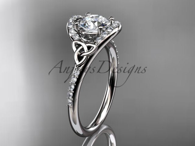 Celtic Engagement Ring 1 Carat Round Lab Grown Diamond Ring Trinity Knot Thin Engagement Ring Dainty Ring