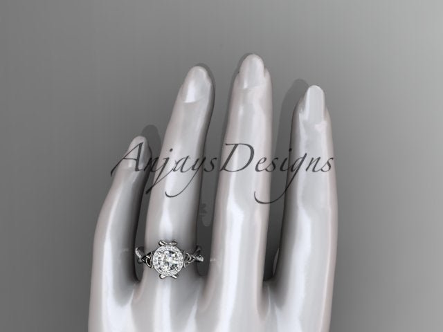 Celtic Ring Round Lab Grown Diamond Halo Ring Round VS1 IGI Certified Trinity Knot Engagement Ring