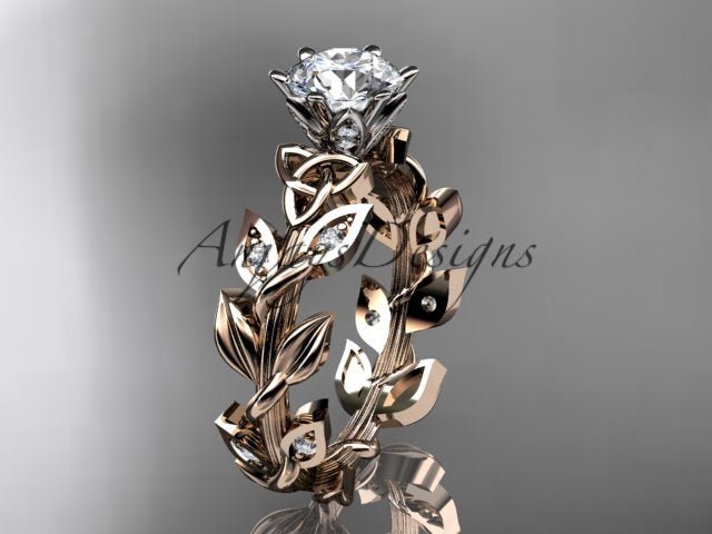 Celtic Engagement Ring Nature Inspired 1 Carat Lab Grown Diamond Trinity Knot Wedding Ring IGI Certified