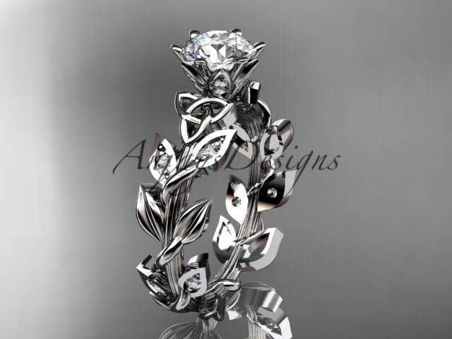 Celtic Engagement Ring Nature Inspired 1 Carat Lab Grown Diamond Trinity Knot Wedding Ring IGI Certified