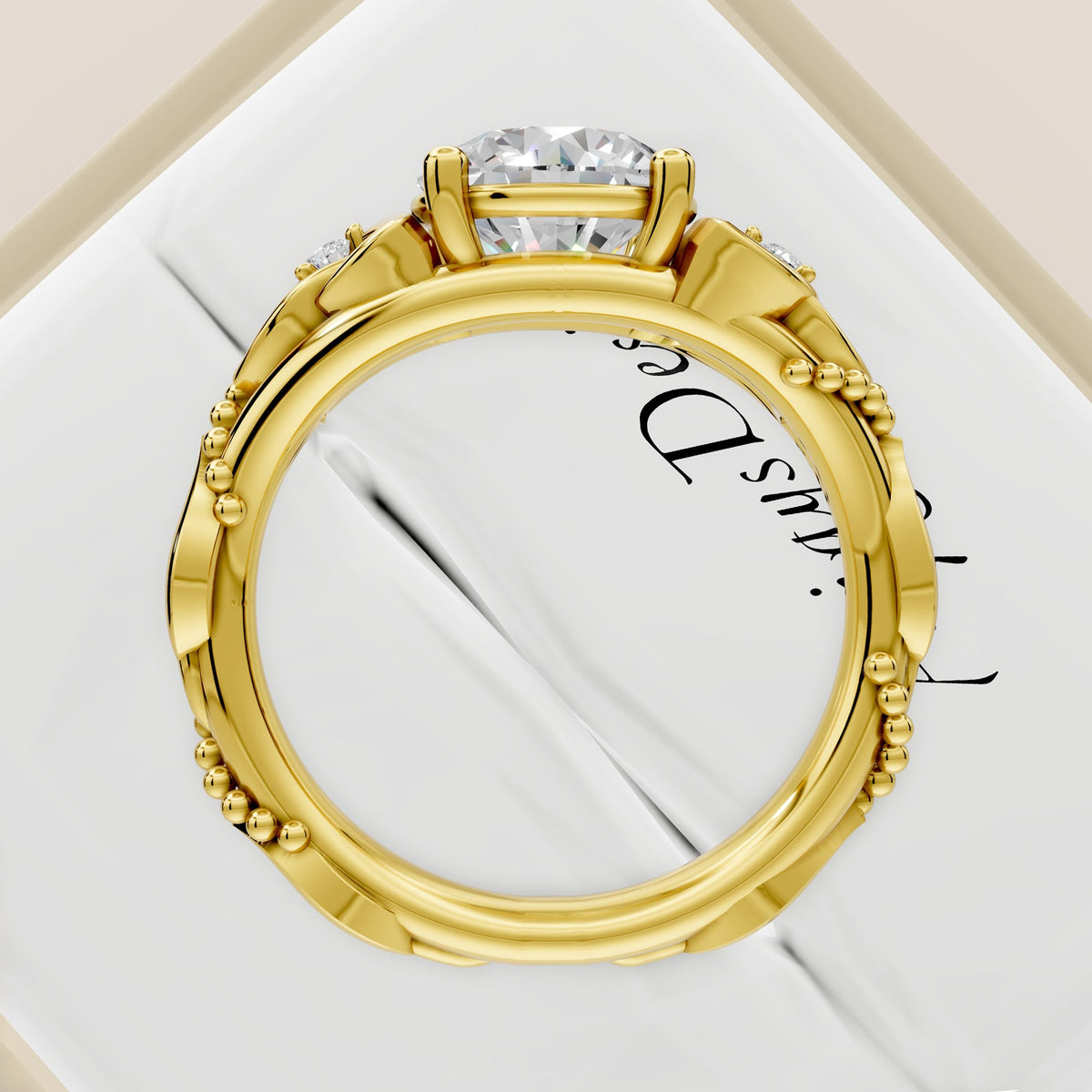 Celtic Engagement Ring 2 Carat Round Lab Grown Diamond Wedding Ring Celtic Knot Ring Nature Inspired