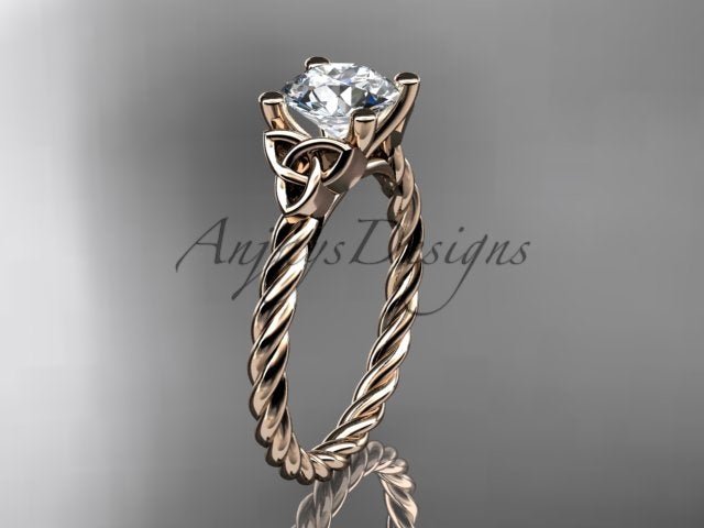 Celtic Engagement Ring Twisted Rope Ring 1 Carat Lab Grown Diamond Solitaire Braided Wedding
