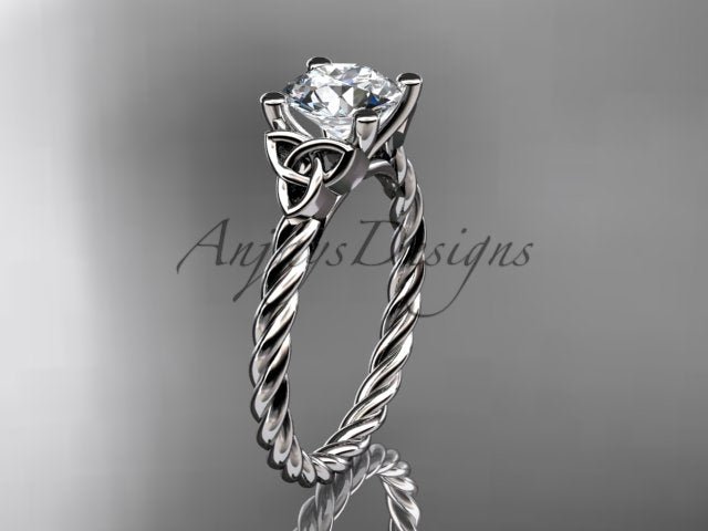 Celtic Engagement Ring Twisted Rope Ring 1 Carat Lab Grown Diamond Solitaire Braided Wedding