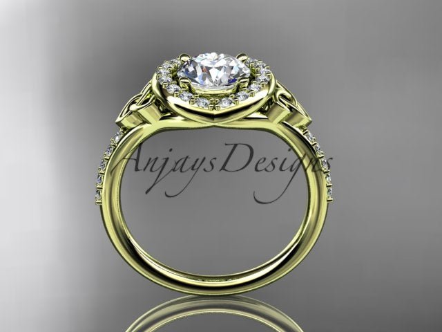 1 Carat Diamond Celtic Engagement Ring Lab Grown Diamond Halo Ring Trinity Knot Eternal Love Ring