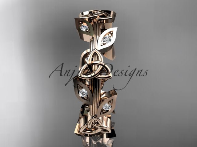 Celtic Wedding Band Nature Inspired Lab Grown Diamond Ring Celtic Knot Bridal Band