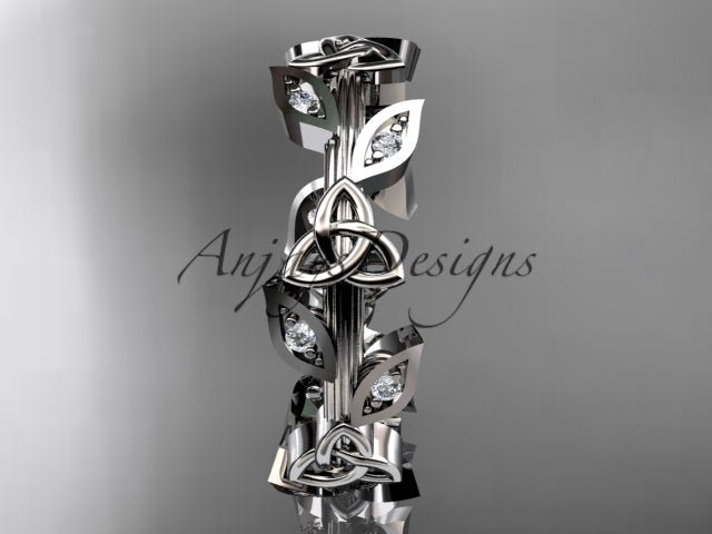 Celtic Wedding Band Nature Inspired Lab Grown Diamond Ring Celtic Knot Bridal Band