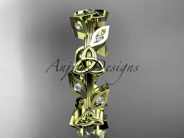 Celtic Wedding Band Nature Inspired Lab Grown Diamond Ring Celtic Knot Bridal Band