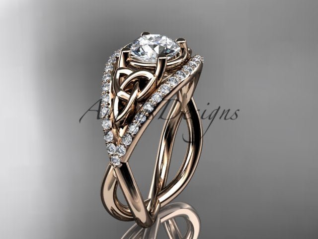 Celtic Knot Engagement Ring 1 Carat Lab Grown Round Diamond Unique Irish Diamond Wedding Ring