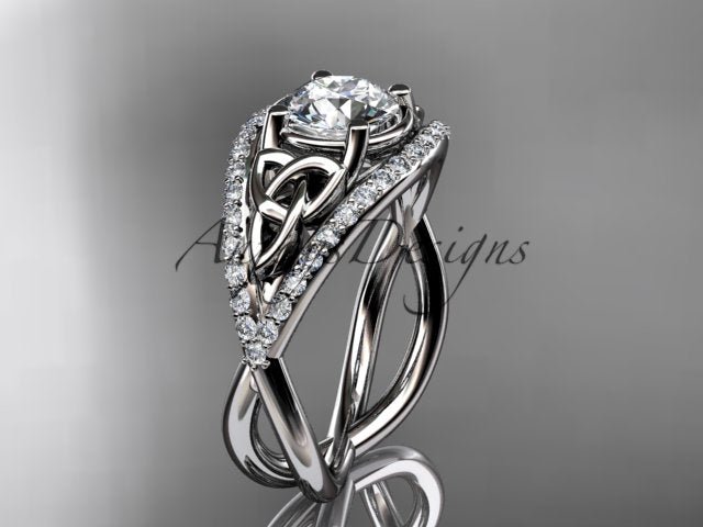 Celtic Knot Engagement Ring 1 Carat Lab Grown Round Diamond Unique Irish Diamond Wedding Ring