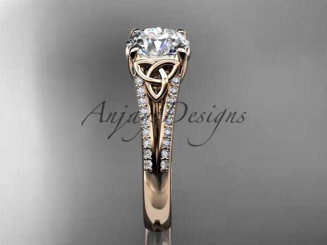 1 Carat Lab Grown Diamond Engagement Ring Celtic Round Brilliant Diamond Ring Celtic Knot Ring