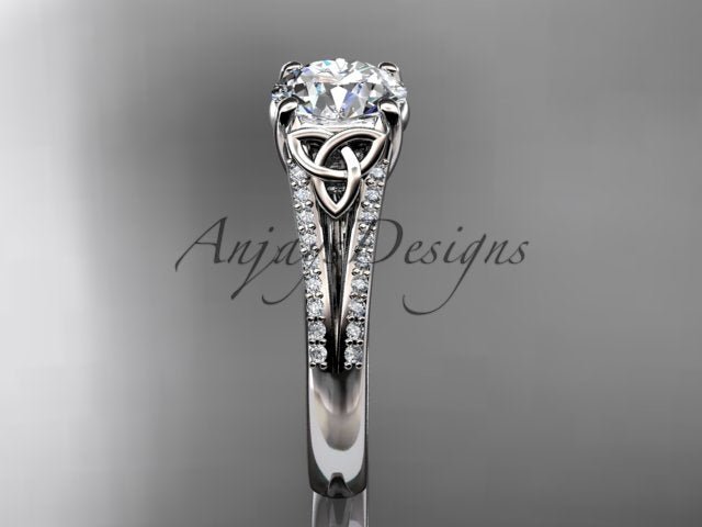 1 Carat Lab Grown Diamond Engagement Ring Celtic Round Brilliant Diamond Ring Celtic Knot Ring