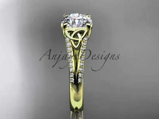 1 Carat Lab Grown Diamond Engagement Ring Celtic Round Brilliant Diamond Ring Celtic Knot Ring