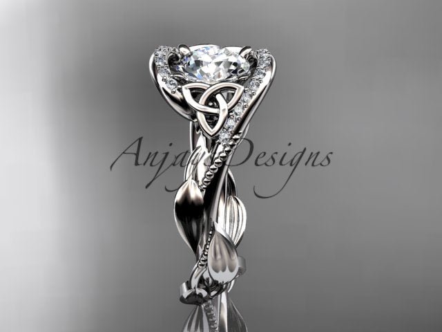 1 CT Round Cut Lab Grown Diamond Celtic Ring VS1 D CVD Nature Inspired Ring