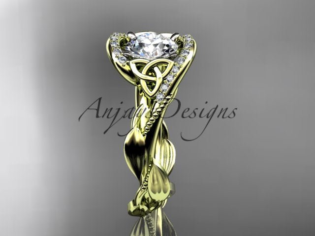 1 CT Round Cut Lab Grown Diamond Celtic Ring VS1 D CVD Nature Inspired Ring