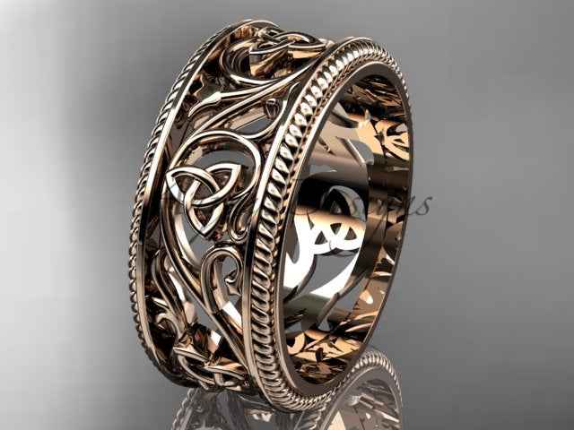 Celtic Wedding Band Trinity Knot Women's Ring Irish Knot Wedding Band Nature Inspired Bridal Ring