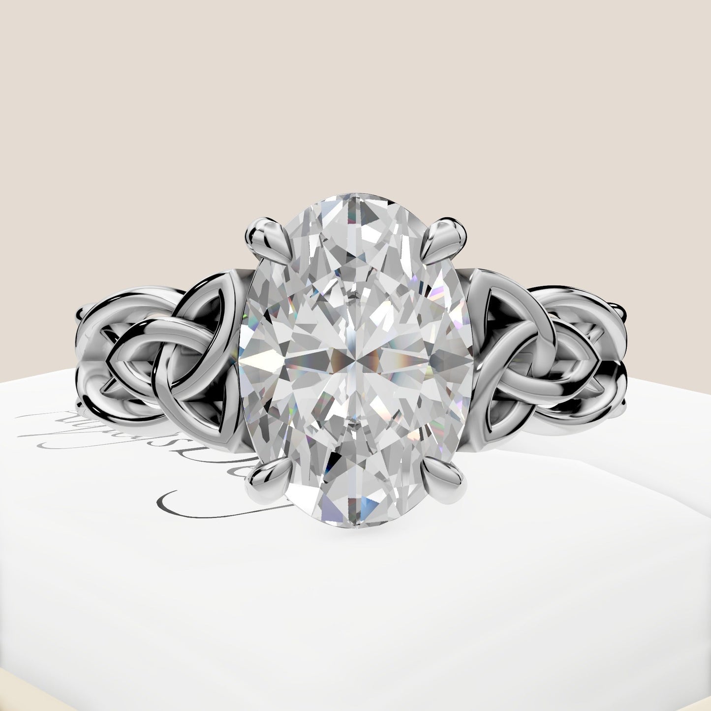 Celtic Engagement Ring Celtic Design 2 Carat Oval Lab Grown Diamond Twisted Irish Wedding Ring