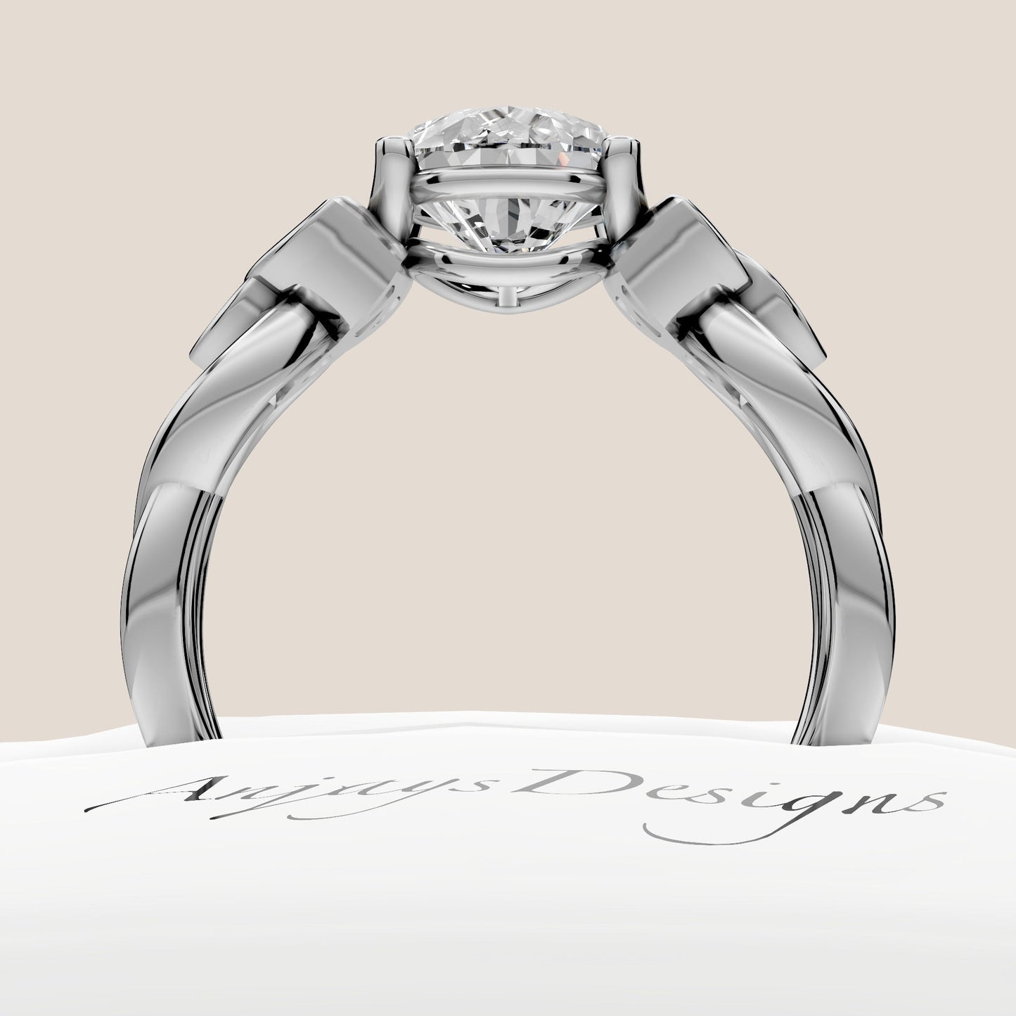 Celtic Engagement Ring 2 Carat Pear Cut Lab Grown Diamond Solitaire Ring