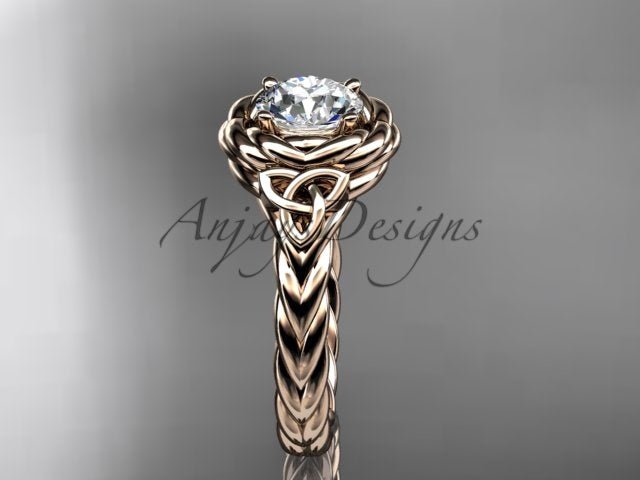 Twisted Band Rope Wedding Ring Celtic Round Lab Grown Diamond Solitaire Engagement Ring
